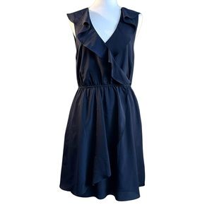 BCBGeneration Navy Blue Sleeveless Faux Wrap Ruffle Front Pullover Dress Medium